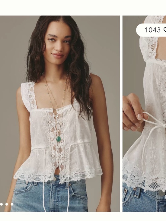 Anthropologie RAHI Sleeveless Lace Inset Top Medium
